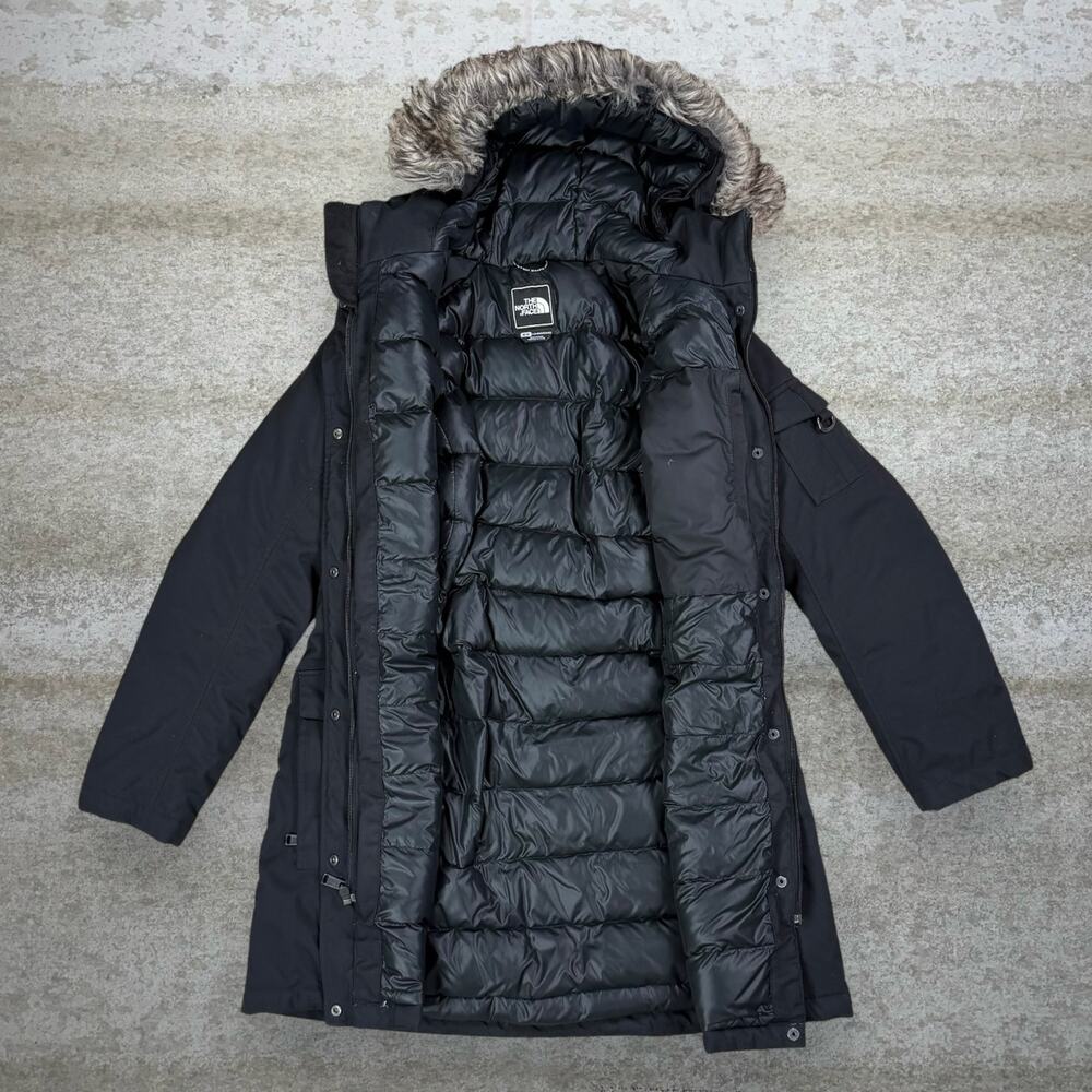 Vintage Y2K The North Face Puffer Ski Parka Jacket Womens M Black Nylon Full Zip - Picture 2 of 4